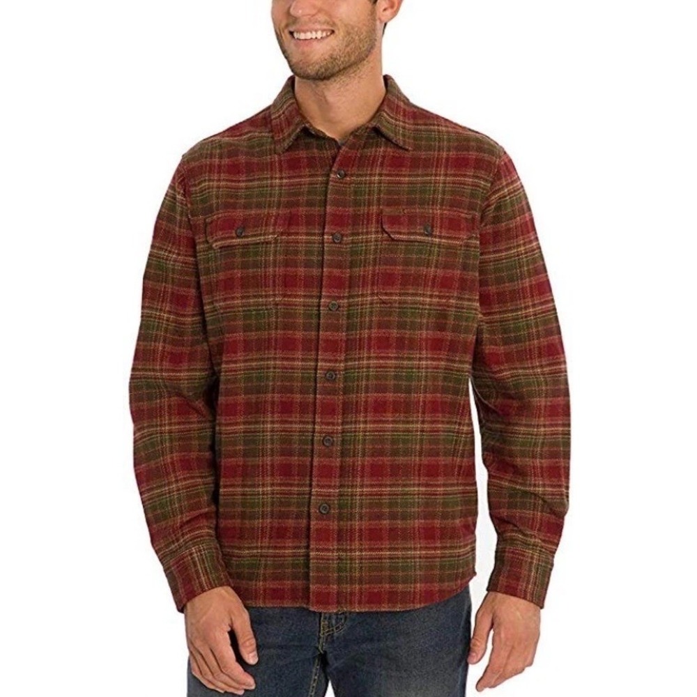 Orvis Big Bear Heavy Weight Flannel Long Sleeve Shirt Autumn Rush Plaid Size XXL